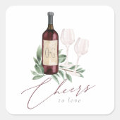 Waterverf Rode wijn Botanische kaas tot liefde Vierkante Sticker (Voorkant)