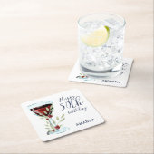 Waterverf rode wijn Roos 50e verjaardag van de Rod Kartonnen Onderzetters (Insitu)