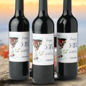 Waterverf rode wijn Roos 50e verjaardag Wijn Etiket