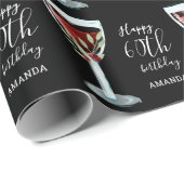 Waterverf rode wijn Roos 60e verjaardag Cadeaupapier (Rol Hoek)