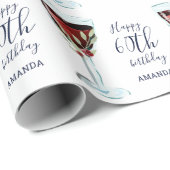 Waterverf rode wijn Roos 60e verjaardag Cadeaupapier (Rol Hoek)