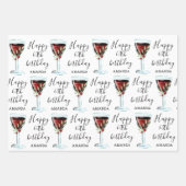 Waterverf rode wijn Roos 60e verjaardag Inpakpapier Vel (Voorkant 3)