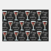 Waterverf rode wijn Roos 60e verjaardag Inpakpapier Vel (Voorkant 2)