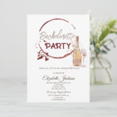 Waterverf rode wijnproeverij bachelorette kaart (Staand voorkant)