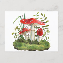 Waterverf Rode wilde paddenstoelen Briefkaart