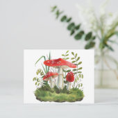 Waterverf Rode wilde paddenstoelen Briefkaart (Staand voorkant)