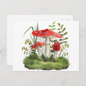 Waterverf Rode wilde paddenstoelen Briefkaart (Voorkant / Achterkant)