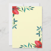 Waterverf Rode Wildflower Groene Bloemen Huwelijk Kaart (Achterkant)