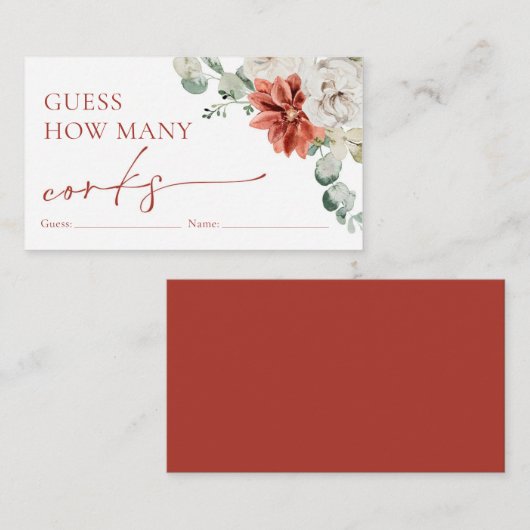 Waterverf rode winter raden hoeveel kurken spel informatiekaartje (Voorkant / Achterkant)