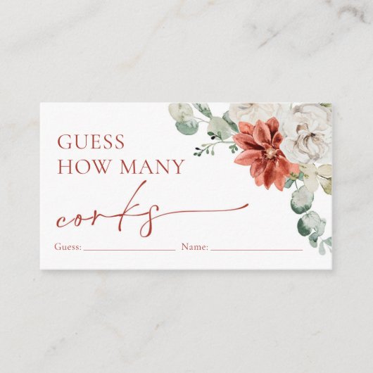 Waterverf rode winter raden hoeveel kurken spel informatiekaartje (Voorkant)