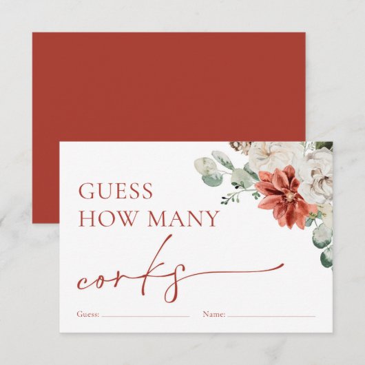 Waterverf rode winter raden hoeveel kurken spel informatiekaartje (Voorkant / Achterkant)