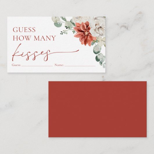 Waterverf rode winter raden hoeveel kussen spel informatiekaartje (Voorkant / Achterkant)