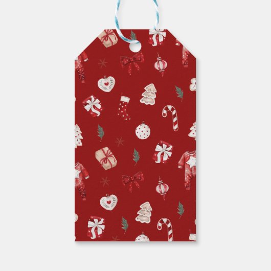 Waterverf Rode Winter Schattige Kerst Baby shower Cadeaulabel (Achterkant)