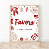 Waterverf Rode Winter Schattige Kerstmis gunsten t Poster