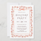 Waterverf Rode Winterberry Lijst Vakantie Feest Kaart (Voorkant)