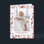 Waterverf Rode Winterbessen Foto Vrolijk Kerstfees Feestdagen Kaart<br><div class="desc">vrolijk kerstfeest! Stuur warme vakantiegroeten naar je familie en vrienden met deze aanpasbare kerstkaart. Het heeft een aquarelpatroon van rode winterbessen. Personaliseer deze kerstkaart door uw gegevens toe te voegen. Deze pinguïn kerstkaart is verkrijgbaar in verschillende soorten karton.</div>