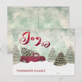 Waterverf Rode wintertruck Joy Holiday Card Briefkaart (Voorkant / Achterkant)