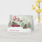 Waterverf Rode wintertruck Joy Holiday Card Kaart (Gele Bloem)