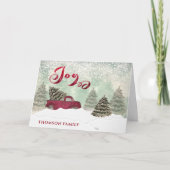 Waterverf Rode wintertruck Joy Holiday Card Kaart (Voorkant)