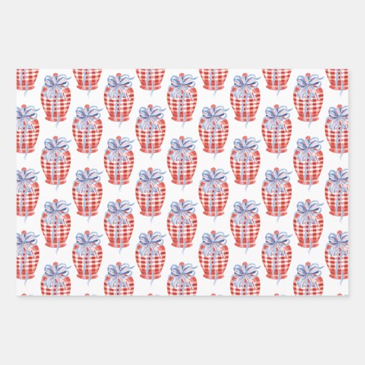 Waterverf rode witte en blauwe patriottische gembe inpakpapier vel (Voorkant 3)