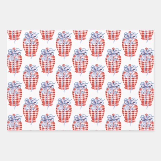 Waterverf rode witte en blauwe patriottische gembe inpakpapier vel (Voorkant 2)