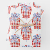 Waterverf rode witte en blauwe patriottische gembe inpakpapier vel (In situ)