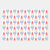 Waterverf Rode Witte en Blauwe Patriottische Popul Inpakpapier Vel (Voorkant 3)