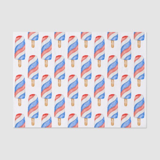 Waterverf Rode Witte en Blauwe Patriottische Popul Tissuepapier (Voorkant)