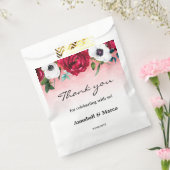 Waterverf rode, witte Floral Bedankzakje (Gezegeld)