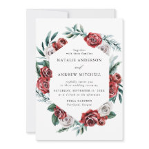 Waterverf Rode & Witte Rozen Bloemenframe Huwelijk