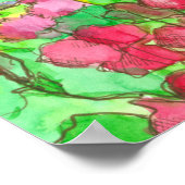 Waterverf rode zoete erwten met zeeoppervlak poster (Hoek)