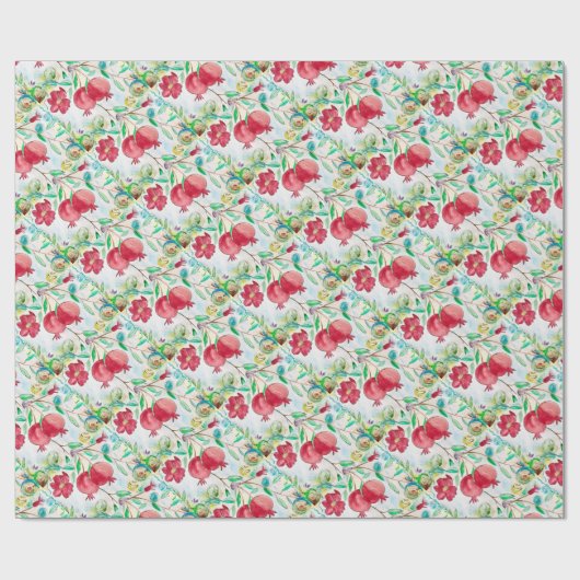 Waterverf rode zomertropische vruchten cadeaupapier (Vlak)