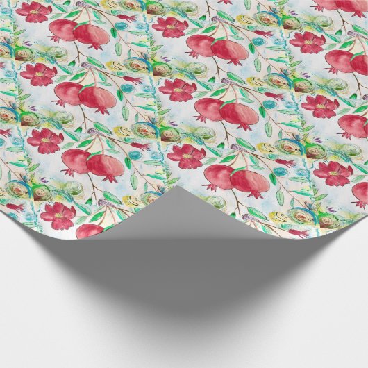 Waterverf rode zomertropische vruchten cadeaupapier (Hoek)