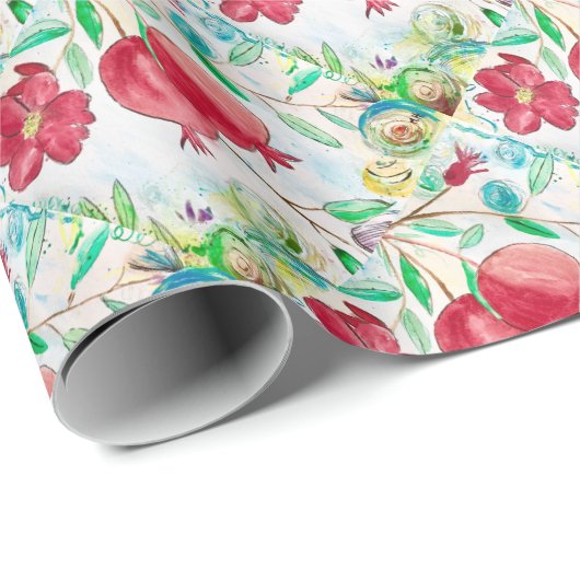 Waterverf rode zomertropische vruchten cadeaupapier (Rol Hoek)