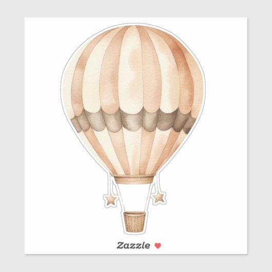Waterverf Roest en Crème Hete Luchtballon Sticker (Vel)