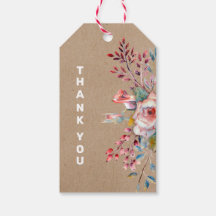 Waterverf roestbloemen kraft Gift Label