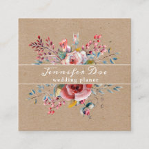 Waterverf roestbloemen kraft Visitekaartje