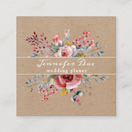 Waterverf roestbloemen kraft Visitekaartje