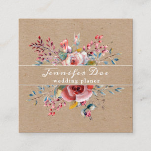 Waterverf roestbloemen kraft Visitekaartje