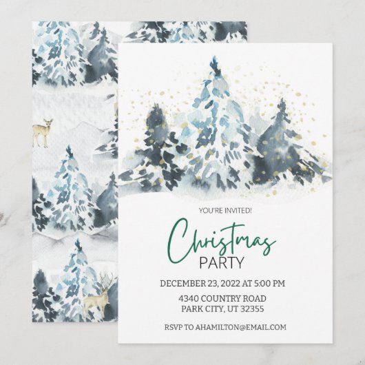 Waterverf - Roestend kerstfeest - Deer Forest Kaart (Voorkant / Achterkant)