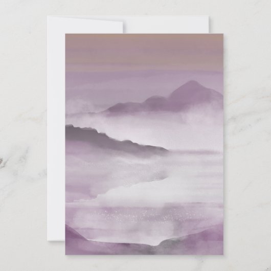 Waterverf rokergebergte bloeit roze bruiloft invi kaart (Achterkant)