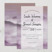 Waterverf rokergebergte bloeit roze bruiloft invi kaart (Voorkant / Achterkant)