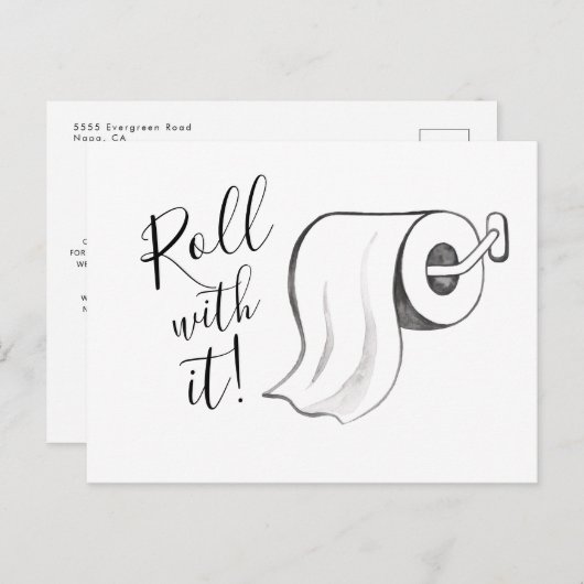 Waterverf Rol met het Uitgestelde Briefkaart (Voorkant / Achterkant)