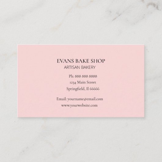 Waterverf Rollenbankroze visitekaartje (Achterkant)