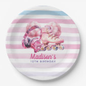 Waterverf Roller Blade Verjaardag gepersonaliseerd Papieren Bordje (Voorkant)