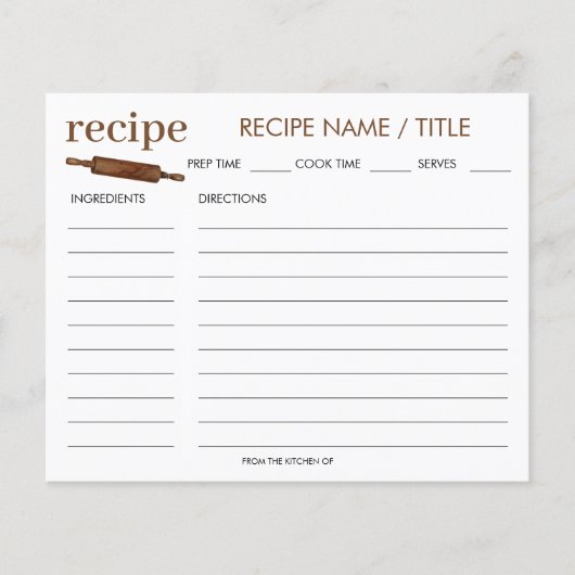 Waterverf  Rolling Pin Recipe Kaart (Voorkant)