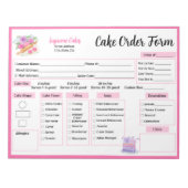 Waterverf Rolling Pin Rozen Cake Bestelformulier Notitieblok (Voorkant)