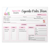 Waterverf Rolling Pin Rozen Cupcake Bestelformulie Notitieblok (Voorkant)