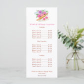 Waterverf Rolling Pin Rozen Cupcake Prijs Menu (Staand voorkant)