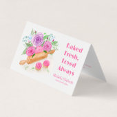 Waterverf Rolling Pin Rozen Pastry Chef Baker Visitekaartje (Voorkant)